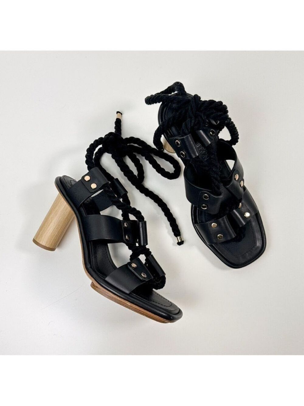 NEW Ulla Johnson Elvie Rope High Strappy Heel Sandal in Noir Size 38 US 7.5 - Picture 10 of 15